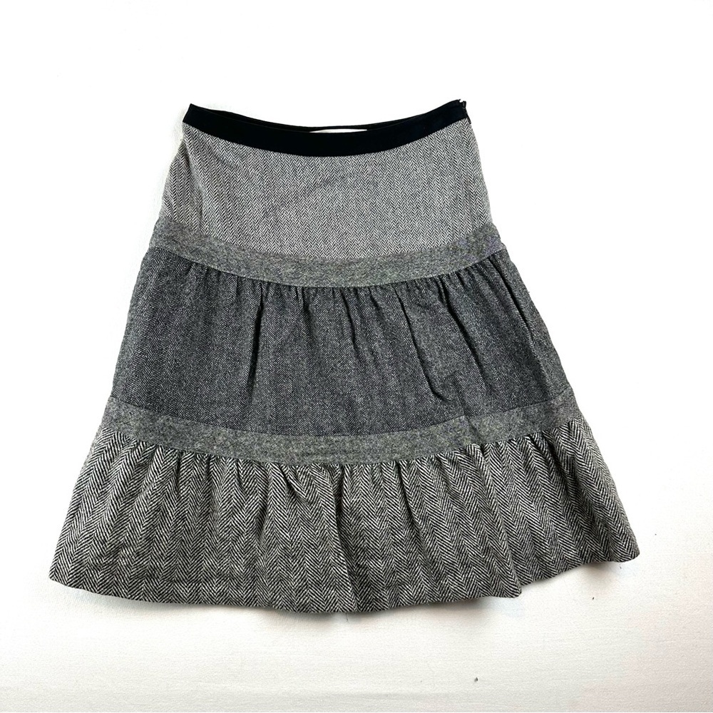 Chaber Tiered Menswear Printed Wool Blend Midi Skirt Office‎ Acamamia